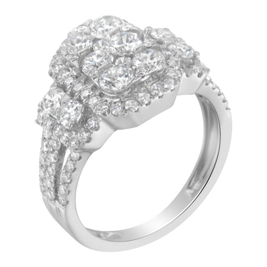 14K White Gold 2 1/4 Cttw Diamond Cocktail Cluster Ring (G-H Color,
