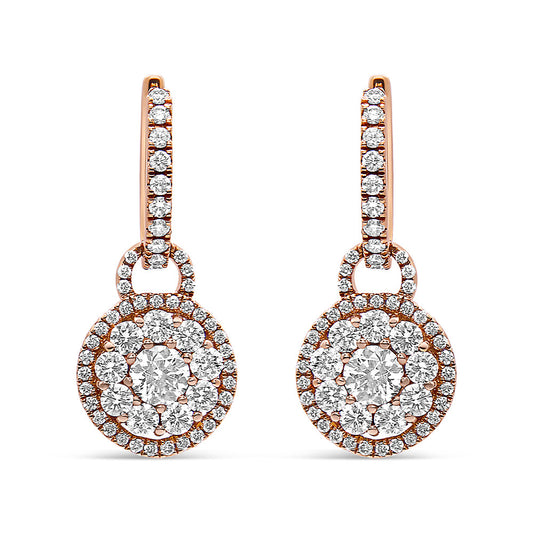 18K Rose Gold 1 1/2 Cttw Round Shaped Diamond Composite Drop and