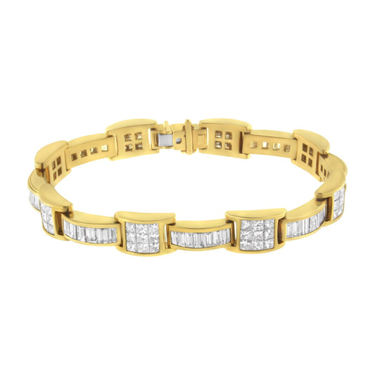 14K Yellow Gold Princess and Baguette-Cut Diamond Box-Link