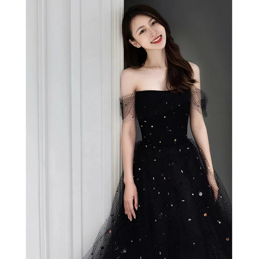 Evening Dress Women Haute Couture Black French