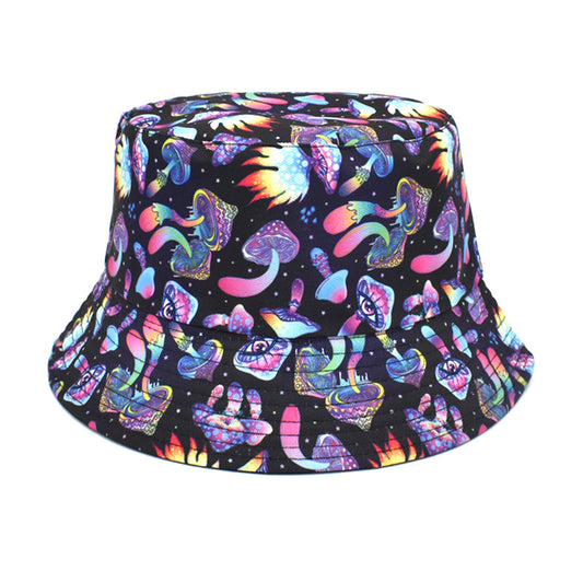 Men's And Women's Outdoor Double-sided Sunscreen Printed Fisherman Hat