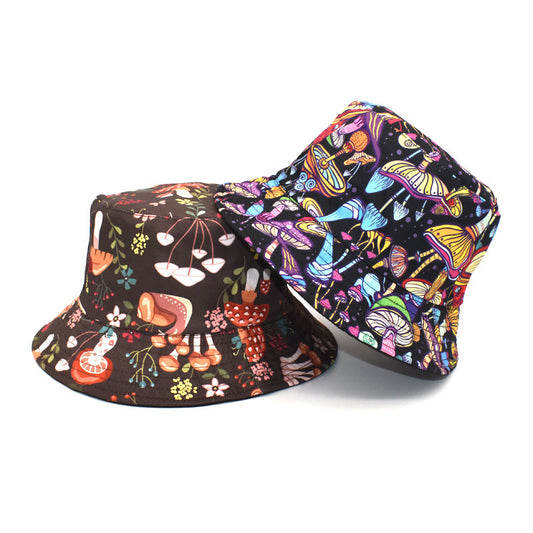Men's And Women's Outdoor Casual Colorful Mushroom Pattern Fisherman Hat